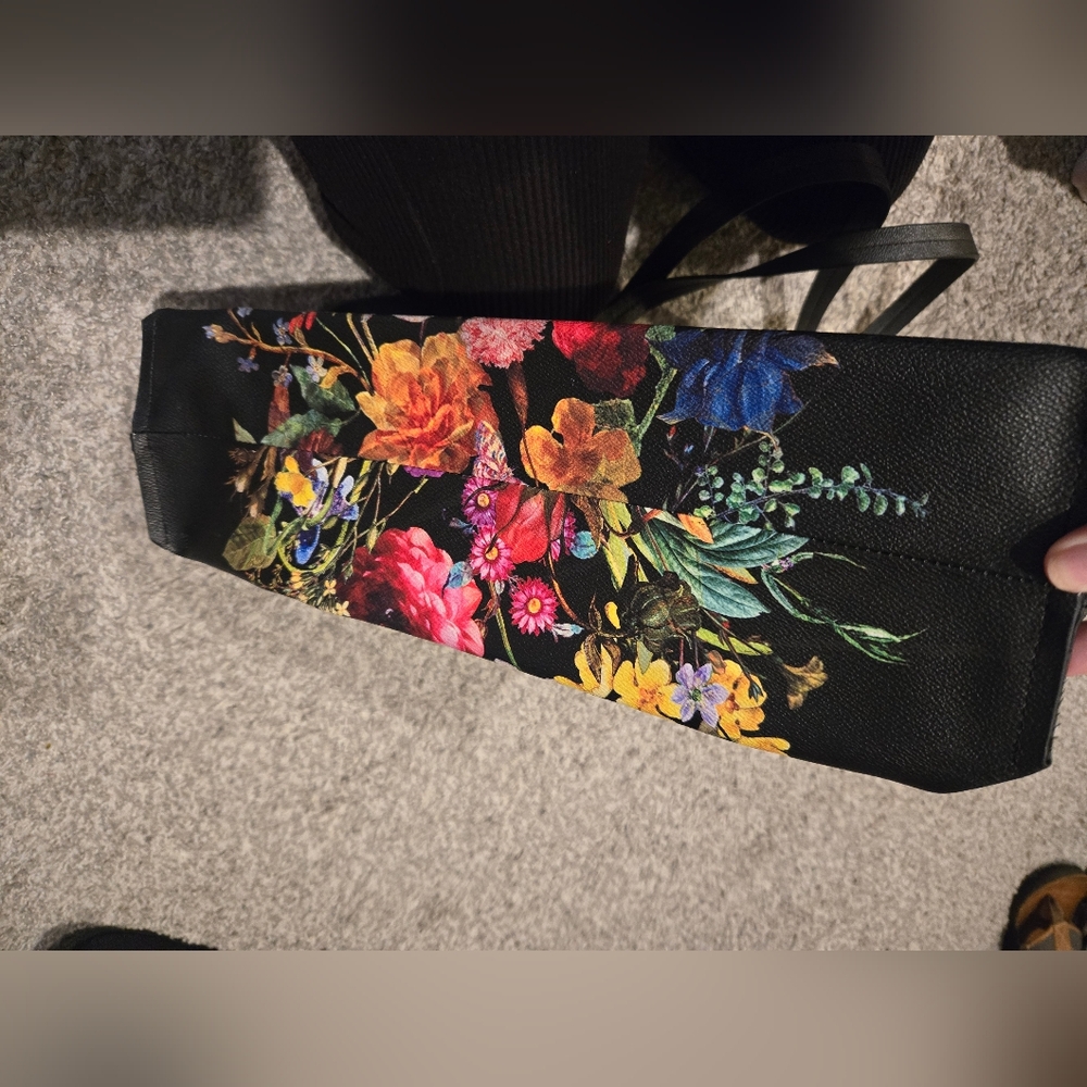 Elliot Lucca Floral Large Black Tote Bag - Picture 2 of 2